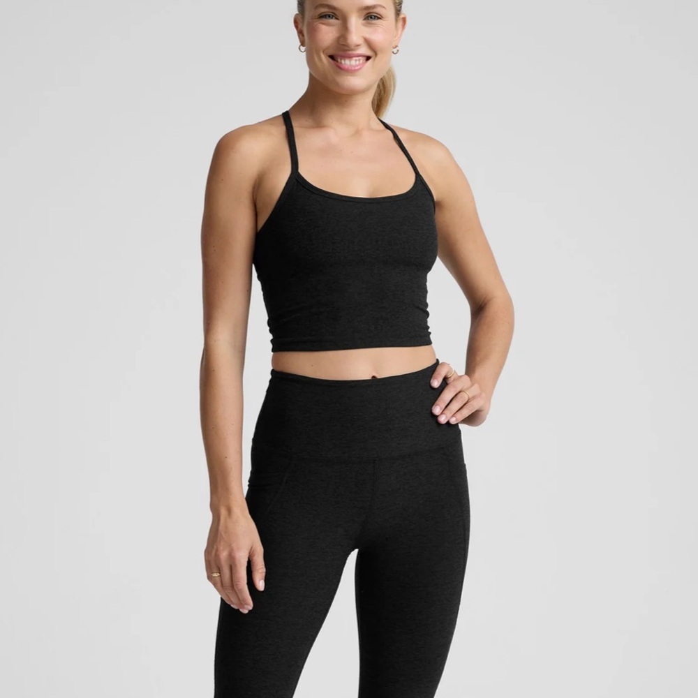 Beyond Yoga Spacedye Slim Racerback Cropped Tank Darkest Night - Picture 3 of 7